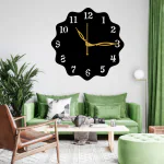 KANBI DECOR Premium Quality Black Wooden Wall Clock For Décor Home Stylish Latest 12 Inch Big Size Silent Decorative Designer Wall Clock for Home/ Living Room/ Bedroom| Office | 25x25 cm | Piece-1|wallclock|wall clock