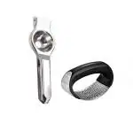 Stainless Steel Lemon Squeezers With Stainless Steel New Garlic Press Rocker |Garlic Crusher and Multicolour, (Pack of 2)