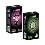 NottyBoy Ultra Thin Green Apple Flavour and 3in1 Dotted, Ribbed Condoms - 20 Pieces