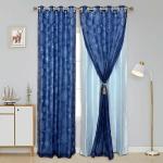 Jvin Fab Blue, Light Sky Silk Curtains, 5 Feet