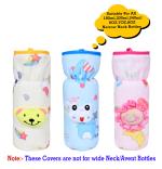 THE LITTLE LOOKERS Pink, Yellow & Blue Baby Feeding Bottle Cover with Strap and Zip (Set of 3)