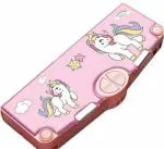 SHIVAARO Button Operated Multi-Layer Multi-Functional Magnetic Pencil Box for Kids with Automatic Buttons Girls Pencil Pouch, Pop up Pencil Box,Return Gift for Kids (Unicorn Pink)