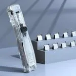 WHITOPLUS Portable Handheld Paper Clam Clip Dispenser with 50 Stainless Steel Metal Refill Clips, Reusable Paper Clip Set Binder Clips Paper Clamps, Paper Clipper [ 1 pcs Stapler + 50 Clips ]