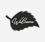 CVANU Beautiful Welcome Black MDF Leaf Cutting Design Wooden Wall Decoration