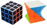 Grest Cube Combos of High Speed 3x3x3 Twister & Neon Carbon Fiber Black High Stability Magic Puzzle Cubes