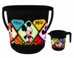 Kuber Industries Disney Mickey Minnie Print 2 Pieces With Mug Set, Black, (1 Pc 16 LTR Bucket & 1 Pc 500 ML Mug)