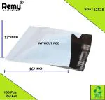 REMY PACKAGING 12X16 INCH Tamper Proof Courier Bags Poly Mailer Envelopes Pouches Cover 55 MICRON 100 PCS Packet (White & Black)