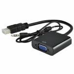 CABLES MASTER HDMI to VGA Converter Adapter with AUX Cable (Black)