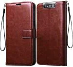 Aviaaz Samsung Galaxy A80 Dual Protection Brown Leather Flip Cover