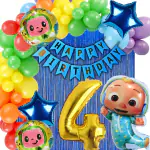 House of Banter Cocomelon Theme Birthday Decorations - 69Pcs Cocomelon Birthday Decoration Items |4th Birthday Cocomelon Balloons