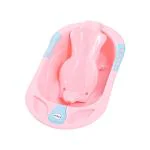 BUMTUM Baby Bathtub & Anti Slip Baby Plastic Bath Chair | Bathtub With Drain Plug, Baby Bath Seat/Sling With Non Slip Suction Base For Babies, Infant & Toddlers(Pink)