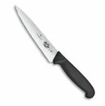 Victorinox Swiss Fibrox Carving Knife, Stainless Steel Vegetable & Fruit Cutting Straight Blade Knife For Professional And House Use, Black, 15cm, Swiss Made