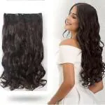 AHS 5 Clips 24 Inch Hair Extensions And Wigs Women's Brown Curly/Wavy Hair Extensions (BROWN)