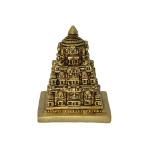 KALARAMBH Brass Tanjore Temple Statue for Home Pooja Puja Mandir Home Decor Showpiece Gift Items Collectible Handicraft Art - Yellow, 2.3 x 2.3 x 2.9 Inches (L x W x H)