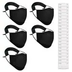 OxiClear N99 Pollution Mask with 20 Activated Carbon Filters, Washable & Reusable, D.R.D.O Certified (NO-VALVE) (Black - Pack Of 5).