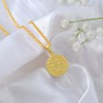 Memoir Brass Gold Ayat ul Kursi Allah Islamic Muslim pendant islamic Jewellery