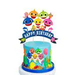 Zyozique Shark Happy Birthday Cake Topper for Cute Shark Happy Birthday Cake Decoration for Baby Shower Birthday Party