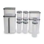 KOLORR Modular Plastic Containers Set For Kitchen Storage Combo, Set Of 12 | Dry Food Organizer | Air Tight Grocery Jar/Container with Scoop| 100% BPA Free| Food Grade | Transparent