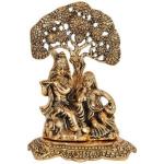 LOTUS RISE Radha Krishna Under Kadam Tree Metal Statue Decorative Showpiece - 18 cm (Aluminium, Gold)