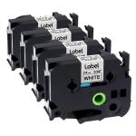 HAIDERY HARDWARE AUTM Label Kingdom Multicolor Compatible for Brother P Touch Tz251 Tze251 Label Tape,Black on White Standard Laminated Cassettes ( 1 inch, 24mm x 26.2 ft)( Pack of 4)