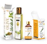 GO WOO Pack of 2 Eucalyptus Essential Oil and Olive Carrier Oil-100%Pure Oil For Hair and Skin 110ML