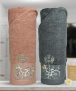 Rangoli 100% Cotton Martin 2 Bath Towels | 540 GSM, Quick Dry, Ultra Soft, Highly Absorbent Printed Hand Towel for Men/Women Luxury & Highly Absorbent Towels | Brown & Green