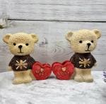 Expleasia Teddy Bear Showpiece Decorative Showpiece | Valentine's Gift| Gift Item| Showpiece for Home Decor (Polyresin, Multi Colour) (Teddy Set of 2)