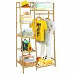 House of Quirk 5 Tier Bamboo Wooden Ladder Garment Rack Clothing Rack Brown 80cm