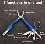 Jalaram Exports 9 in 1 MultiFunctional Hand Piler Tool Keychain,Traveling Tool Micro Pliers Multi function Multi Utility Plier with Built in LED Flash Light