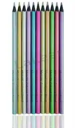 Lakeer Premium Soft Core 12 Unique Metallic Colors Colour Pencil Set for Adult/Kids Coloring Books, Artist Drawing, Sketching, Crafting Set of 12 with Shapner