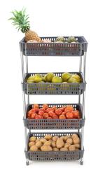 SHRAVI Vegetable Rack&Fruit Rack Stackable Storage Cart With Steel Pipe(Grey, 4 Layer)