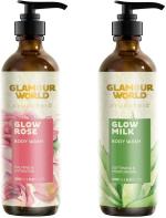 GLAMOUR WORLD Ayurvedic Glow Milk & Glow Rose Body Wash Combo (2 x 200 ml)