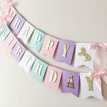 My Party Suppliers Multicolor 3D Golden Letter Rainbow Unicorn Happy Birthday Banner