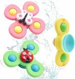 PLUSPOINTLearning Toys, 3PCS Suction Cup Spinner Toy for High Chair, Glass, Wall Mount Baby Bath Toys, Toddler Toys Colorful Animal Toy Puzzle Table Sucker Gameplay Safe Interesting for Kid Girl Boy (3 pc Spinning Toys)