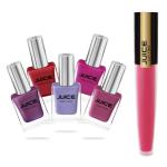 JUICE | NAIL PAINT (ROSE BONBON - 5 / TICKLE ME PINK - 15 / PEARLY LAVENDER - 75 / PINK ROSE - 179 / PEARLY FLINT - 269) & LIPTINT (PERSIAN PLUM M-85) | WATERPROOF & LONG LASTING | COMBO OF 6