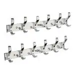 Rawk Stainless Steel S-Type 6 Pin Bathroom Cloth Hooks Hanger Wall Bedroom Bathroom Robe Hooks Rail for Hanging Keys, Cloth Hook Hanger Wall Mounted Hook Rail,Wall Hanger,Khunti - (6-Pin , Set of 2)