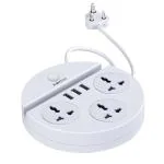 XECH Extension Board with USB 2500W 3 Universal Sockets + 3 USB Ports Spike Guard with 2 m cable (White)