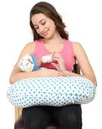 Nene Baby Care Nursing Pillow and Positioner Newborn Breastfeeding Pillow, Infant Support Cushion and Portable for Travel - Made with Breathable Cotton Blend- Machine Washable Blue Polka