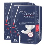 Stay Sure Premium Adult diaper | Gel Technology | Sticky Type | Large Size |10 pieces pack - Pack of 2