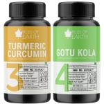 Bliss of Earth High Potency Turmeric Curcumin Extract Tablets 500mg & High Potency Brahmi Gotu Kola Extracts Tablets 500mg With Quick Release & Enhanced Bioavailability 60 Tablet (Pack of 2)