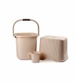 Regalo Square Ribbed Funk Bathroom Set (Bucket 18 L+ Mug 1 L) (Ivory-3Pc)