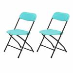 Supreme Furniture Amity PP Folding Without Arm Chair (Set of 2,Aqua Blue)