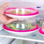 UCHIT Microwave Splatter Cover, Small Microwave Plate Cover for Food, Microwave Accessories with Silicone Ring, BPA Free & Dishwasher Safe Fruit, Vegetable[ PACK OF 2 ]