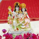 Chaque Decor Hand painted Shiva Family For Pooja Room Decoration (10Inch) (Multicolour)