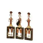 KREATIVE HOUSE Iron Decorative showpiece Sitting Cap Lady Musicians Set of 3 Table Decor for Living Room/Hotel/restaurent/Home/Office/Dining/Gift