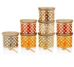 DELMON Dimond Printed Kitchen Storage Container For Grocery | Suitable For Spices, Dry fruit And Beans | 500 ML | (Set of 8)