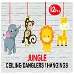 wow party studio personalized ceiling hangings danglers with birthday boy/girl name (12 pieces)- Multi color
