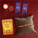 SurpriseForU Round Bro Designer Rakhi With 2 Pieces Cadbury Dairy Milk & Rakhi Greeting Card| Rakhi Chocolate Gift For Brother
