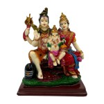 DECOR CULTURE (Shiv Ji Parivar With Parvati Maa & Bal Ganesha Ji) statue/Idol/Figurine/Murti Made of (Composite Marble & Oxiidised Colors) for Home/Temple/office/Car/Mandir - (15x13x8 Cms)