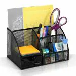 JIGSHTIAL Desk Organizer Pen Stand for Study Table Stationery Organizer Metal Mesh Office Organizer Pen Holder PACK OF 1